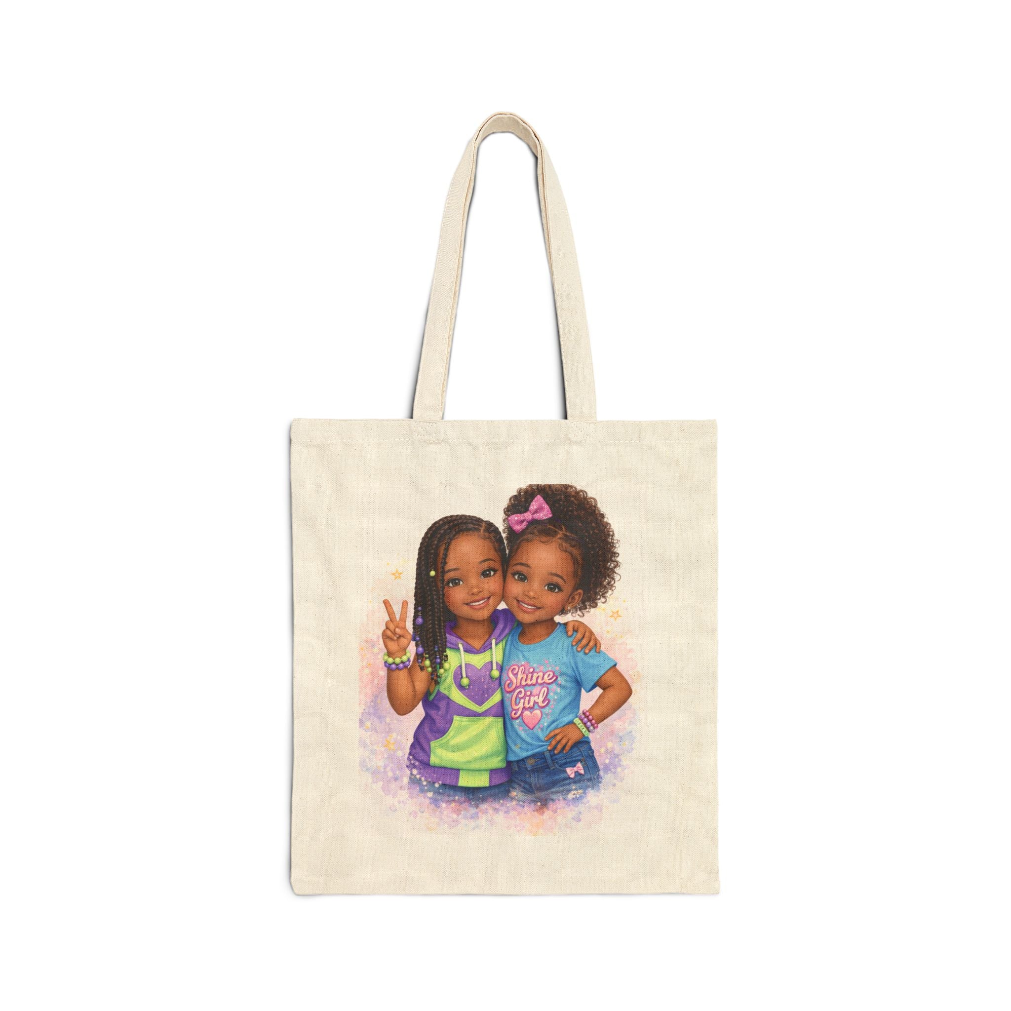 Little Shine Stories Canvas Tote Bag — Kids Book Character Tote for Girls