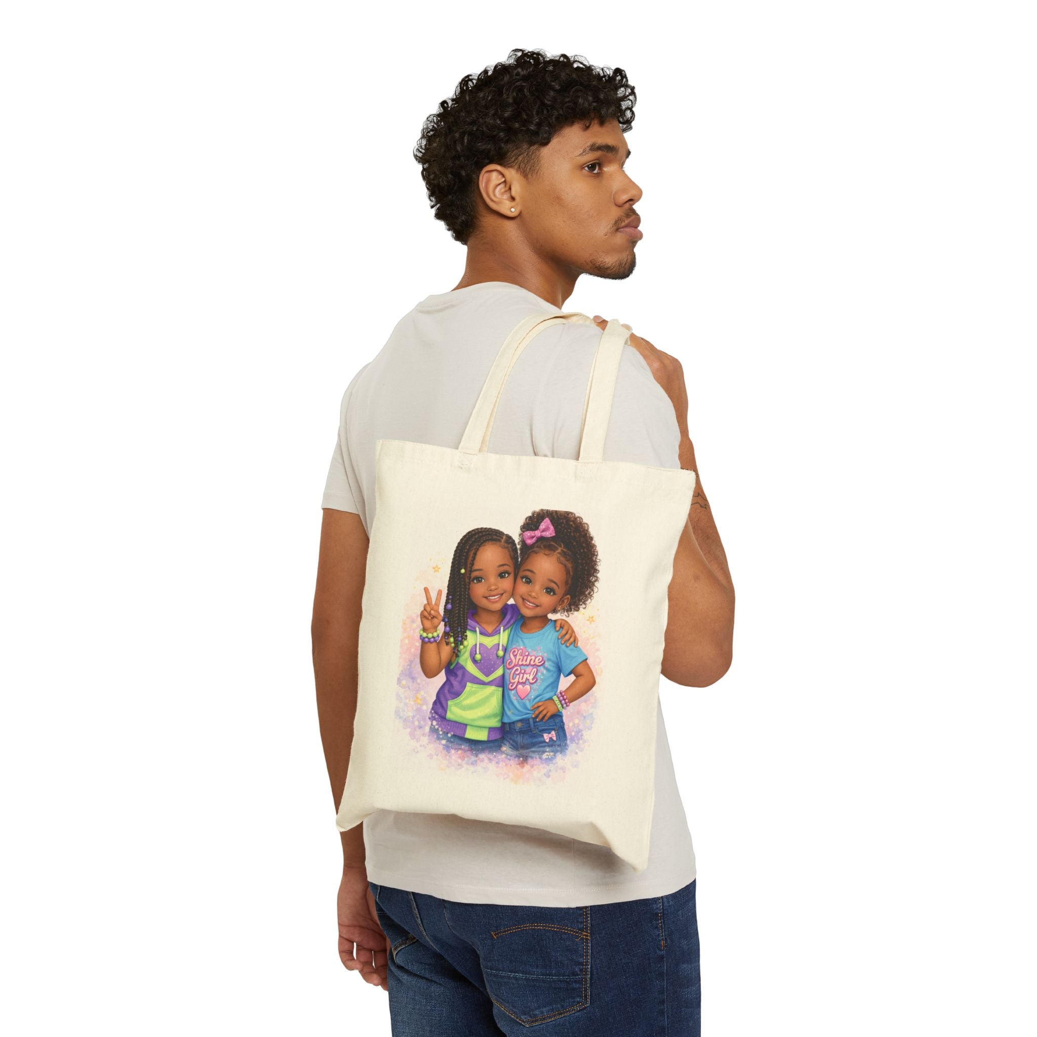Little Shine Stories Canvas Tote Bag — Kids Book Character Tote for Girls