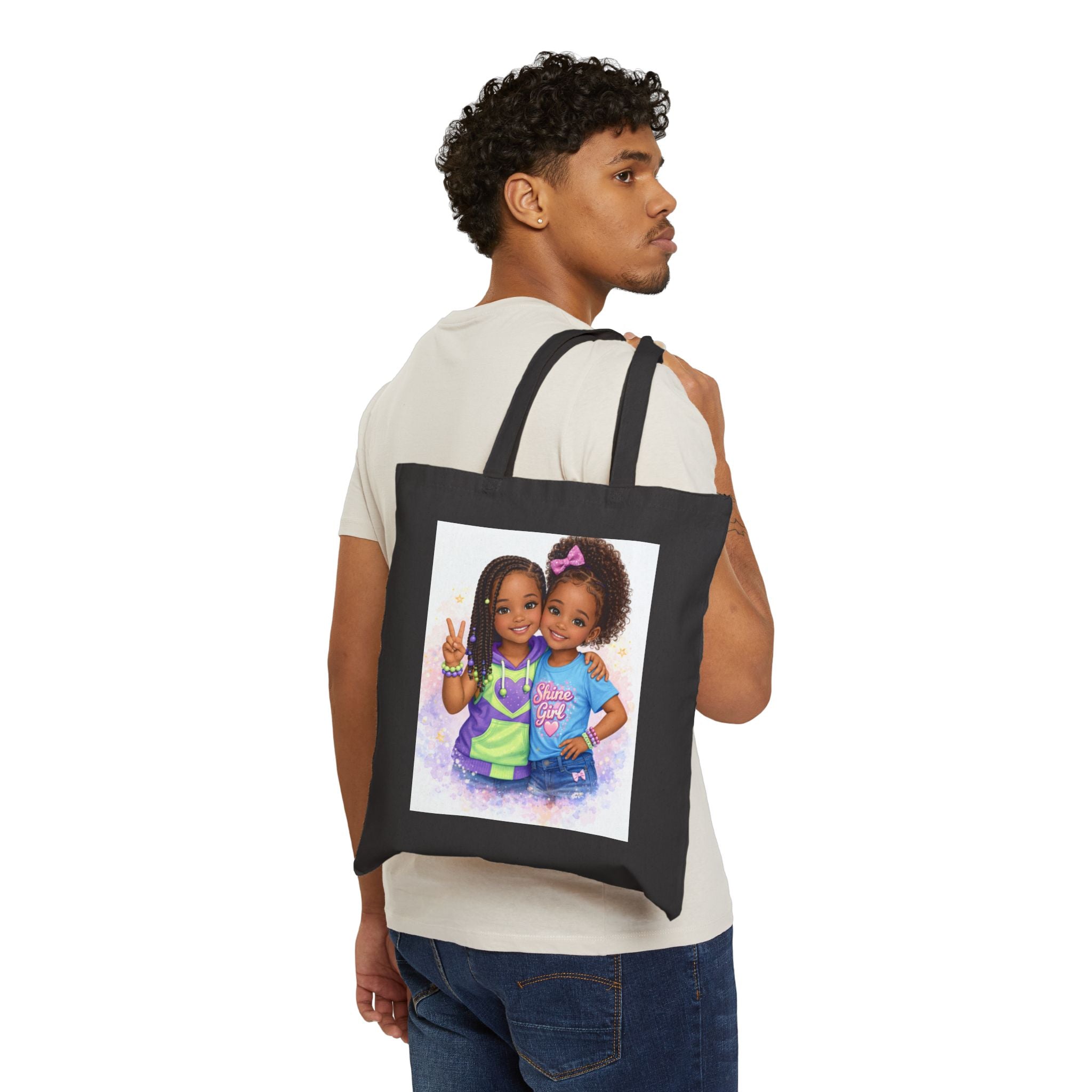 Little Shine Stories Canvas Tote Bag — Kids Book Character Tote for Girls