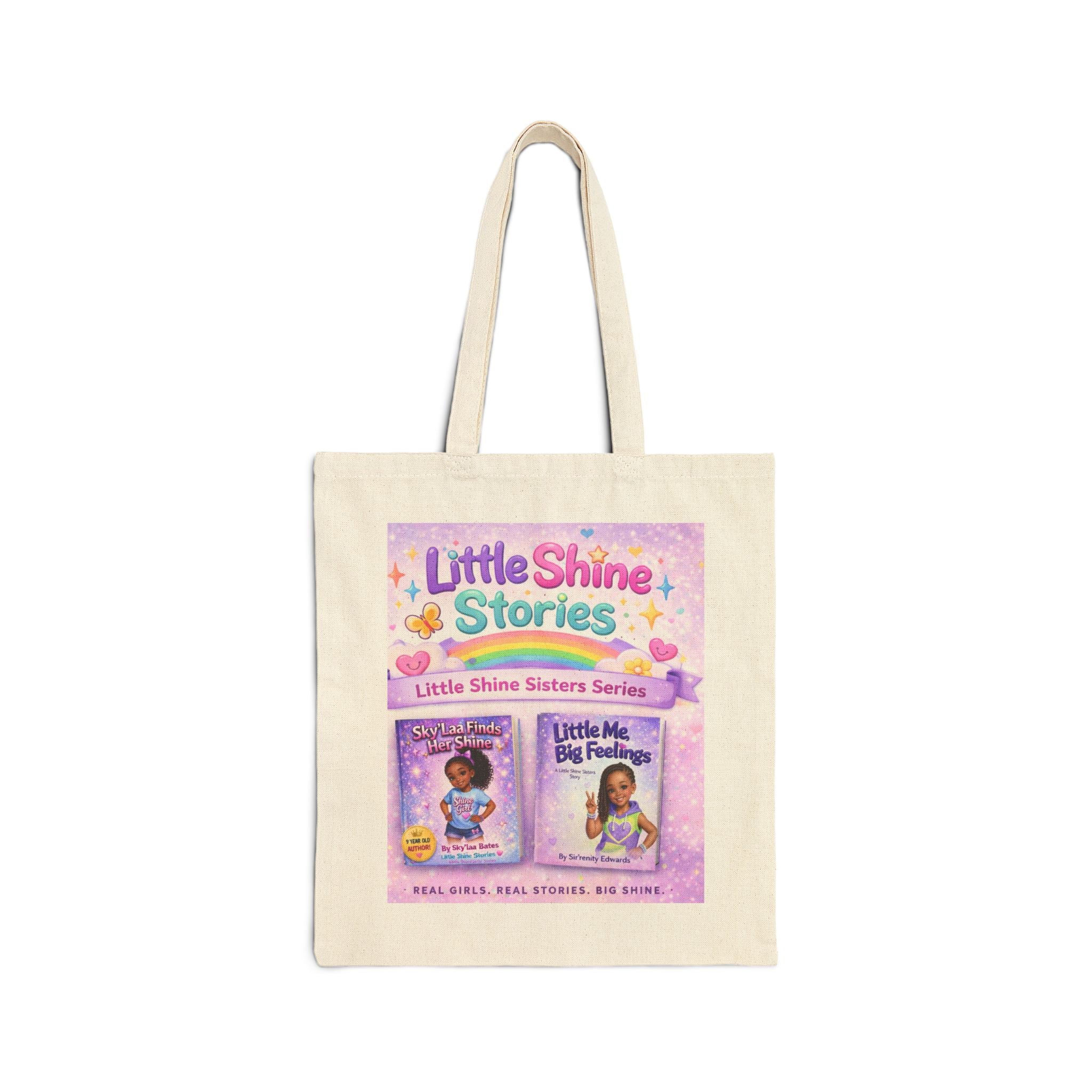 Little Shine Stories Canvas Tote Bag — Kids Book Character Tote for Girls