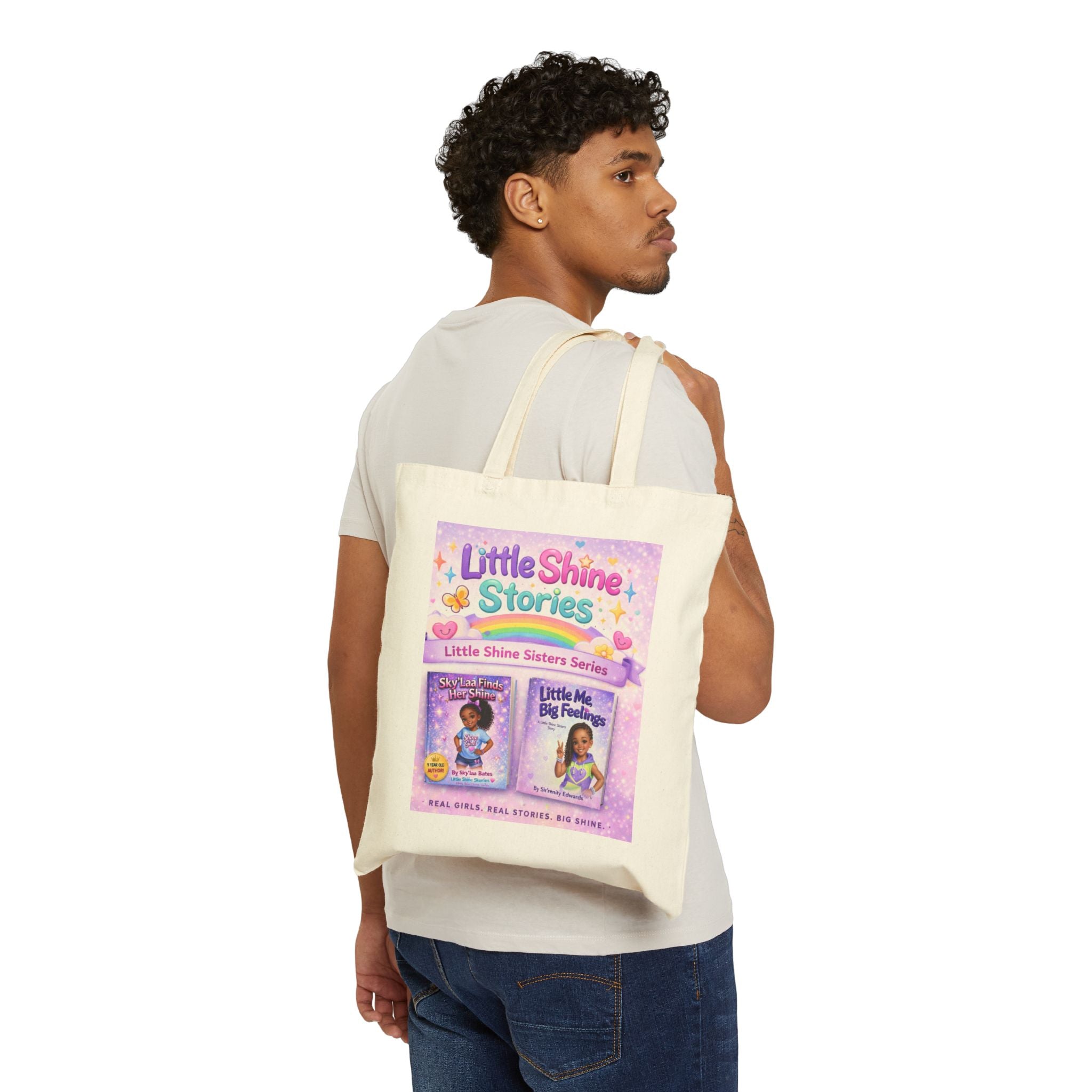 Little Shine Stories Canvas Tote Bag — Kids Book Character Tote for Girls